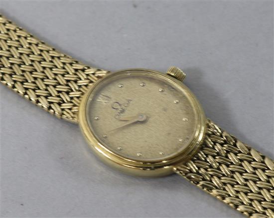 A ladys early 1980s 9ct gold Omega quartz wrist watch,